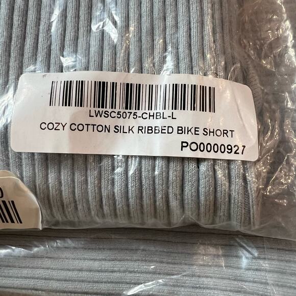 LUNYA Cozy Cotton Silk Ribbed Bike Short Chilled Blue High Rise Pocket Large NEW - Picture 13 of 14